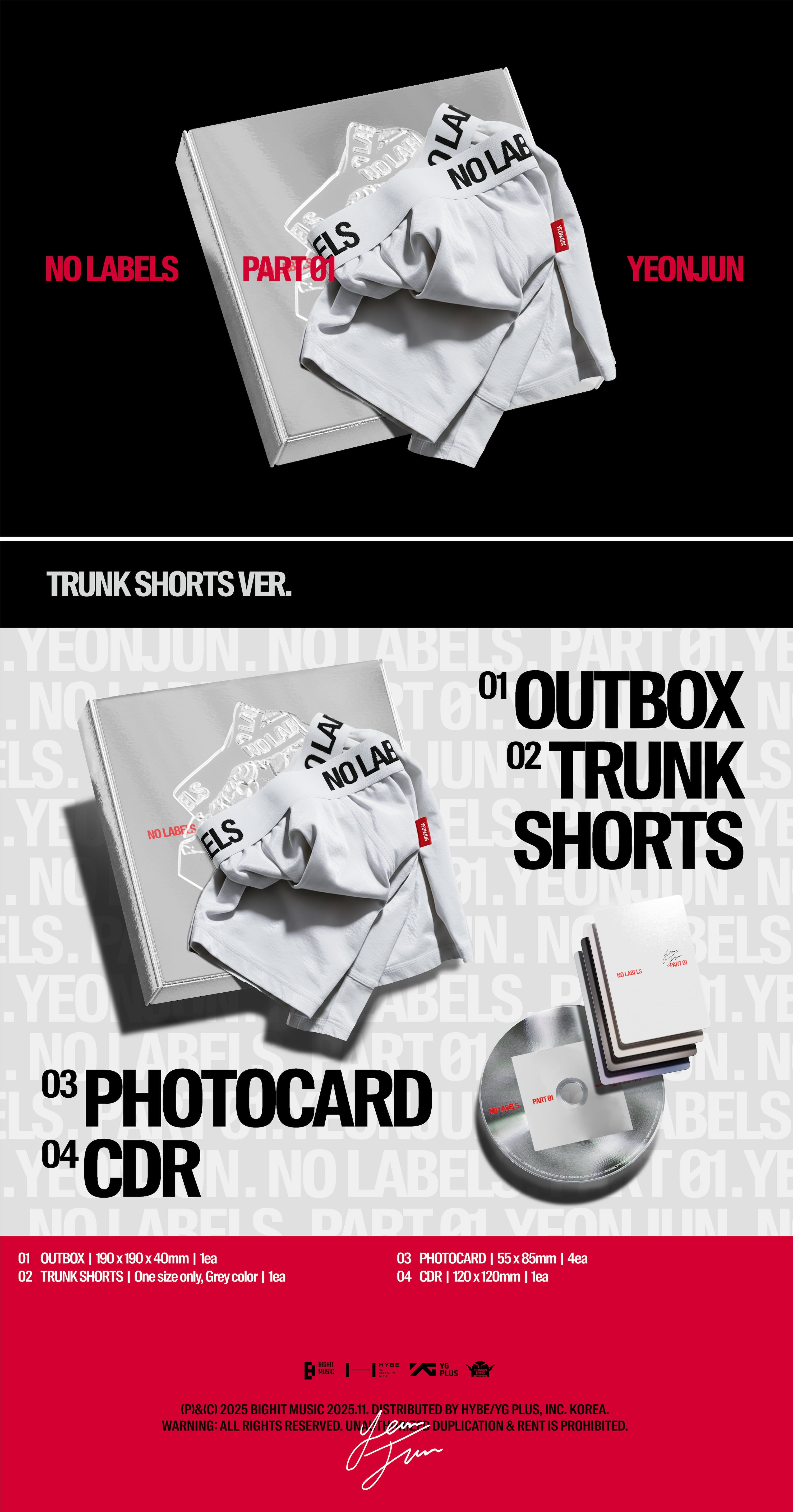 TXT [YEON JUN] 1ST MINI ALBUM [NO LABELS: PART 01] TRUNK SHORTS VER.