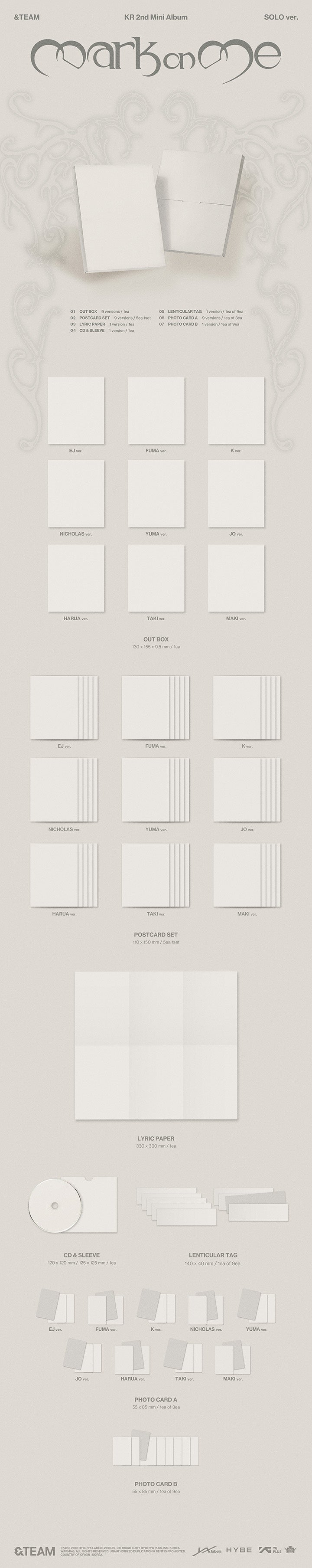 &TEAM KR 2ND MINI ALBUM [MARK ON ME] SOLO VER.