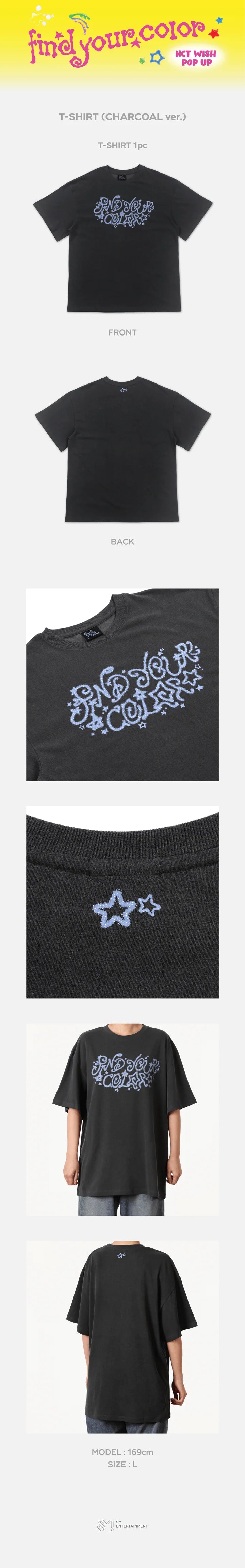 NCT WISH T-SHIRT CHARCOAL POP UP FIND YOUR COLOR MD