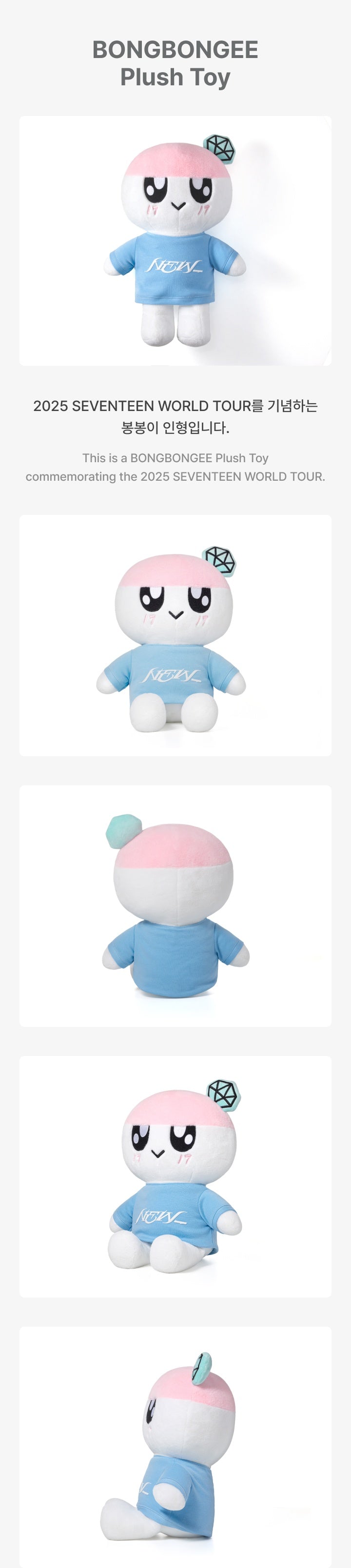 SEVENTEEN NEW 2025 WORLD TOUR OFFICIAL MD BONGBONGEE PLUSH TOY