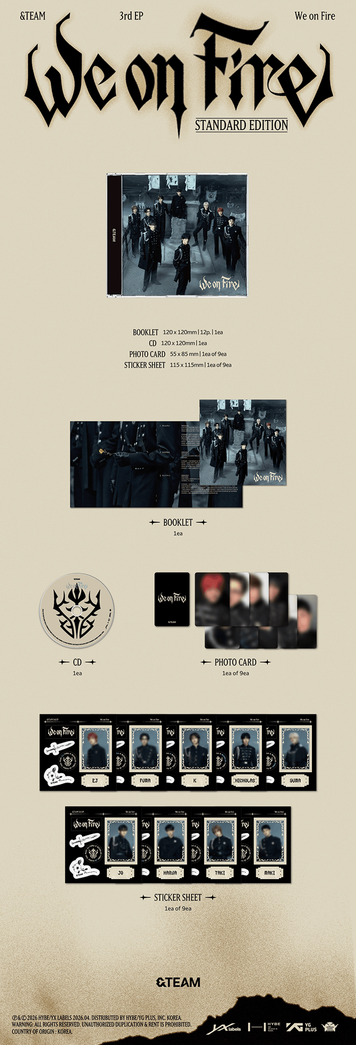 &TEAM 3RD EP ALBUM [WE ON FIRE] STANDARD EDITION + POB