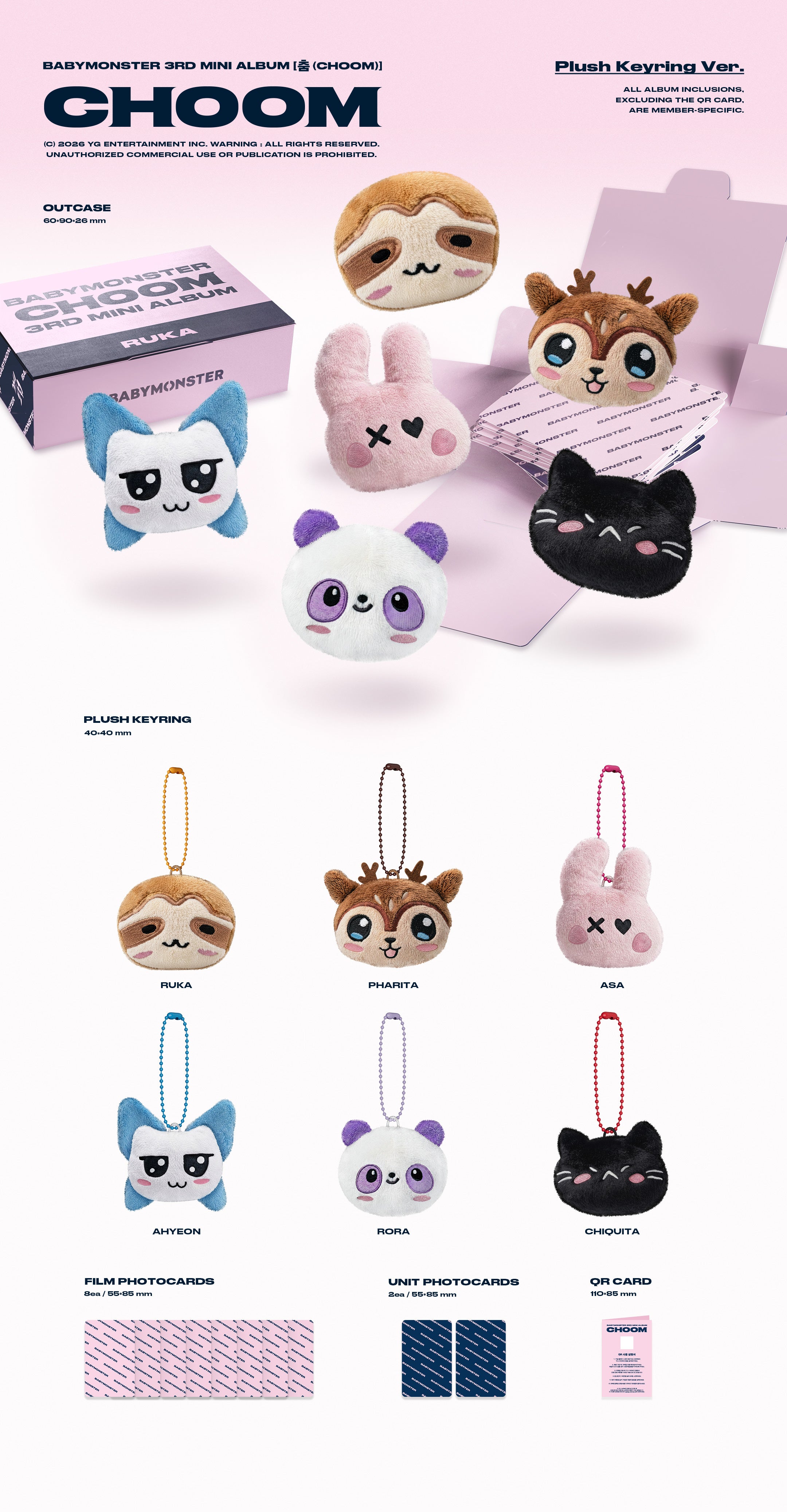 BABYMONSTER 3RD MINI ALBUM [CHOOM] PLUSH KEYRING VER.