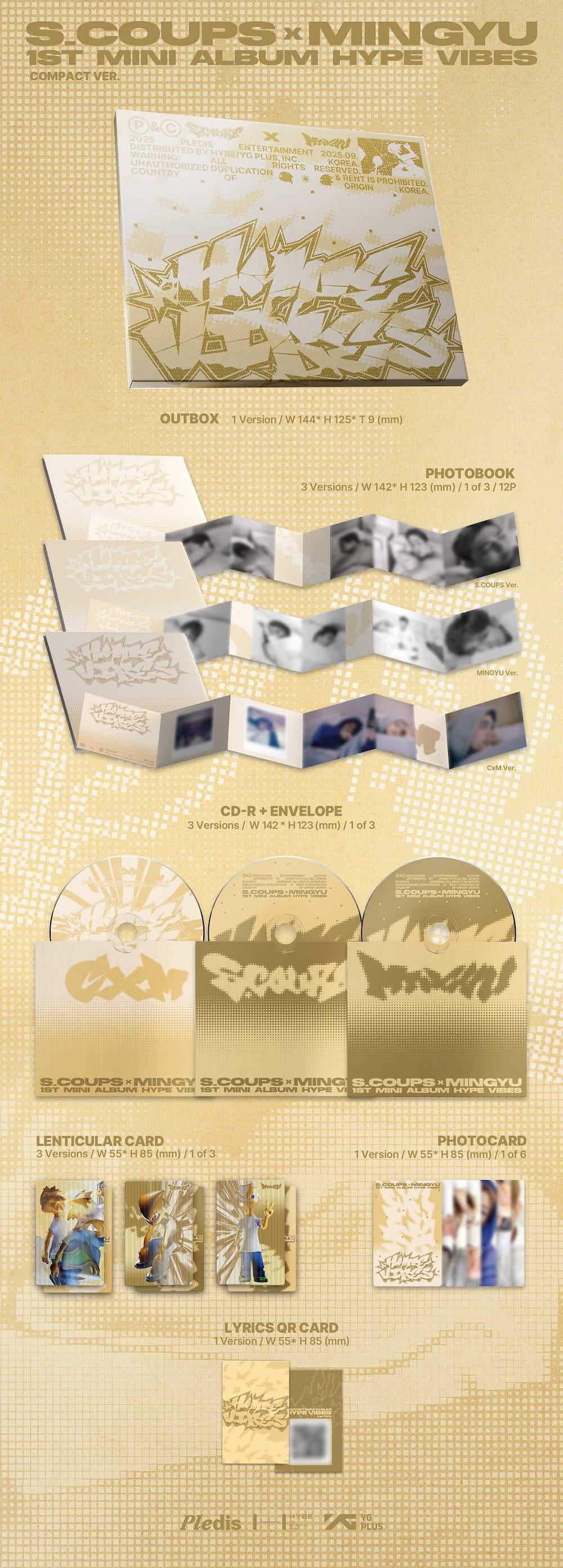 S.COUPS x MINGYU 1ST MINI ALBUM [ HYPE VIBES ] COMPACT VER. + WEVERSE POB (RANDOM OF 3 VERSION)