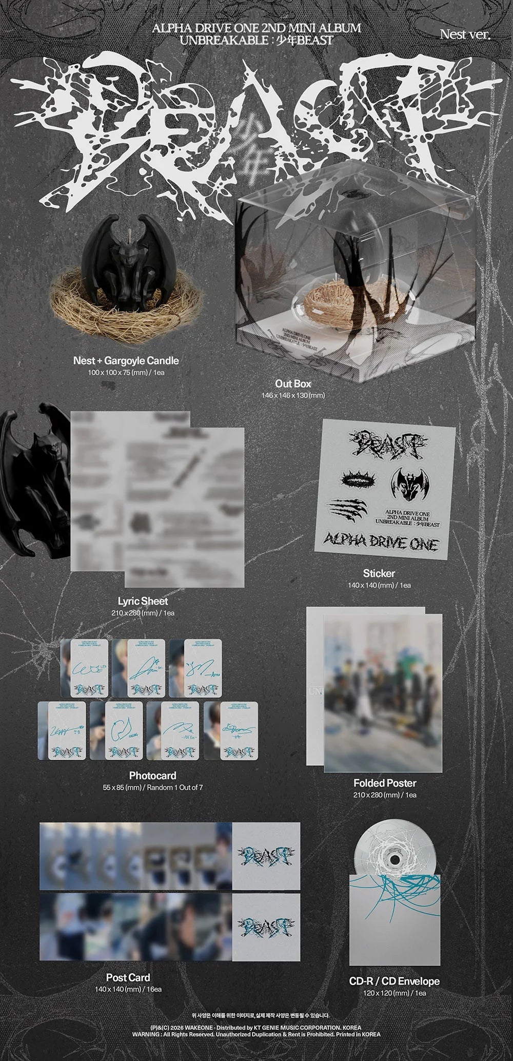 ALPHA DRIVE ONE 2ND MINI ALBUM [UNBREAKABLE : 少年BEAST]  NEST VER. (LIMITED)