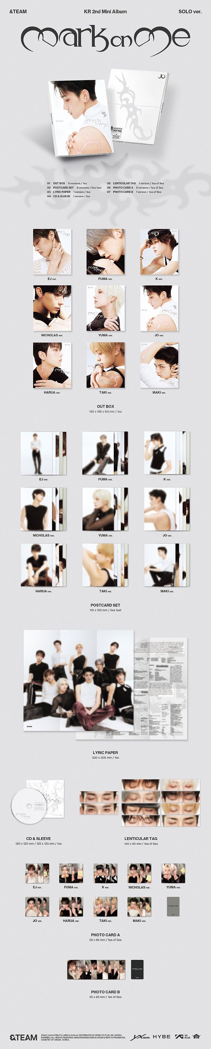 &TEAM KR 2ND MINI ALBUM [MARK ON ME] SOLO VER. + STUDIO CHOOM GIFT