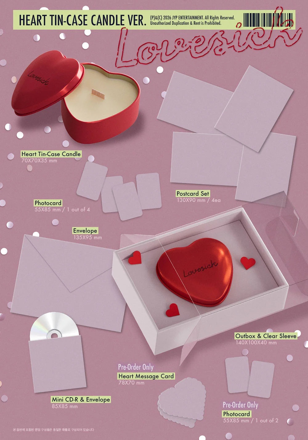 CHAERYEONG - Lovesick 1st Mini Album - HEART TIN-CASE CANDLE Ver. (Pre-Order)