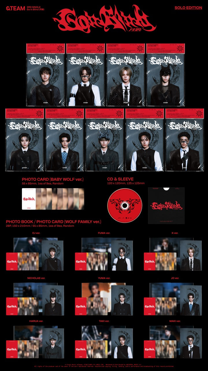 &TEAM 3RD SINGLE [GO IN BLIND] SOLO JACKET EDITION + Weverse JP pob