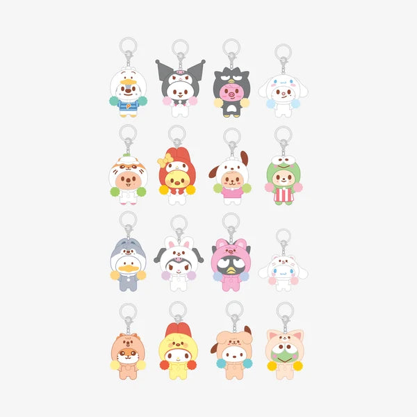 Stray Kids SKZOO X SANRIO CHARACTERS SECRET FLOCKED FIGURE KEYRING (CHEER UP Ver.) (Pre-Order)