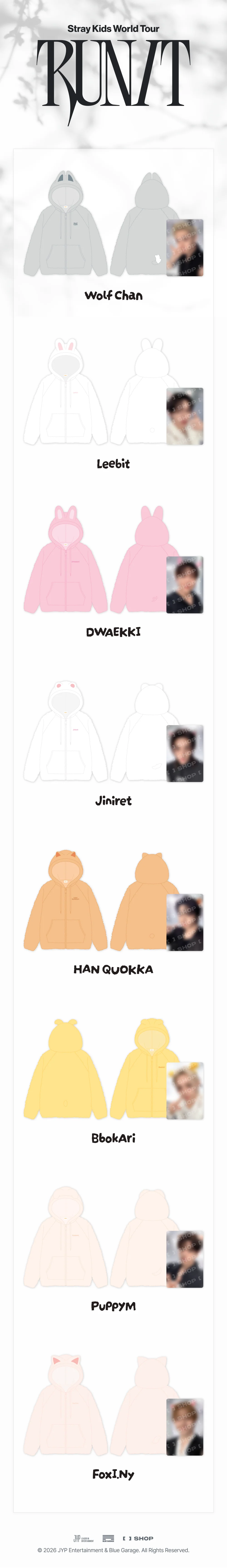 STRAY KIDS WOLRD TOUR [RUN IT] OFFICIAL MD FLEECE HOOD ZIP-UP