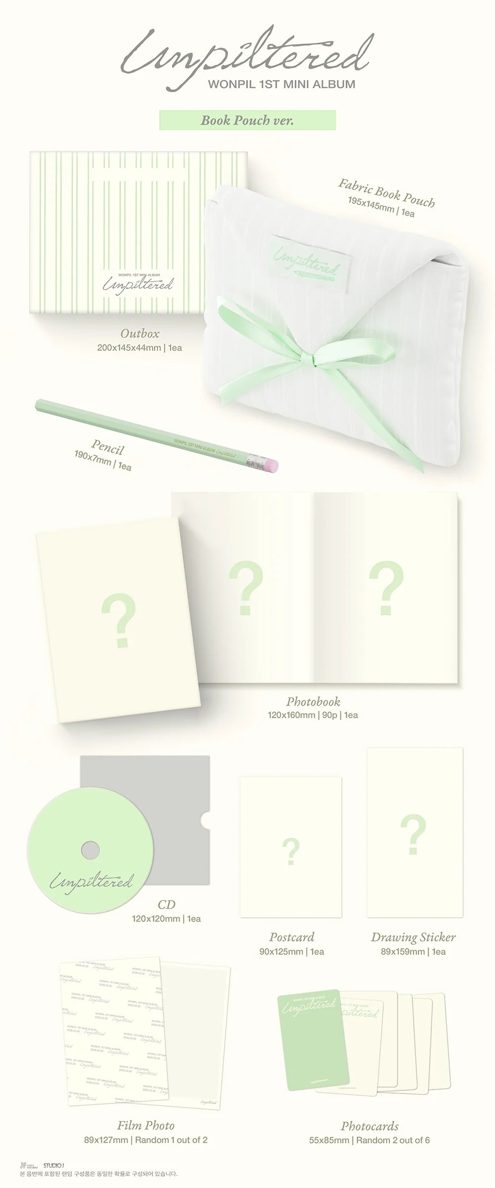 DAY6 WONPIL 1ST MINI ALBUM [UNFILTERED] BOOK POUCH VER.